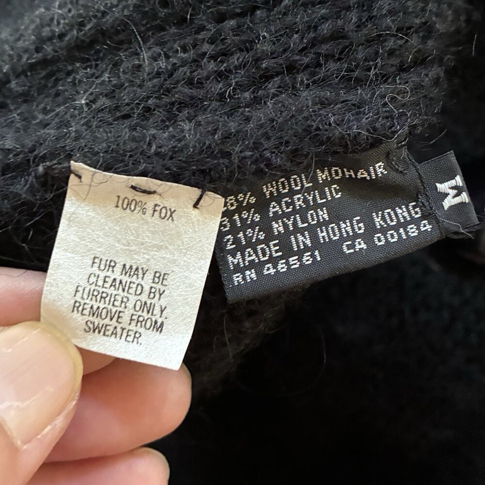 Nordstrom Gallery Designs By Rachelle Mohair Sweater Jacket Fox Fur Trim Size M - Picture 11 of 11